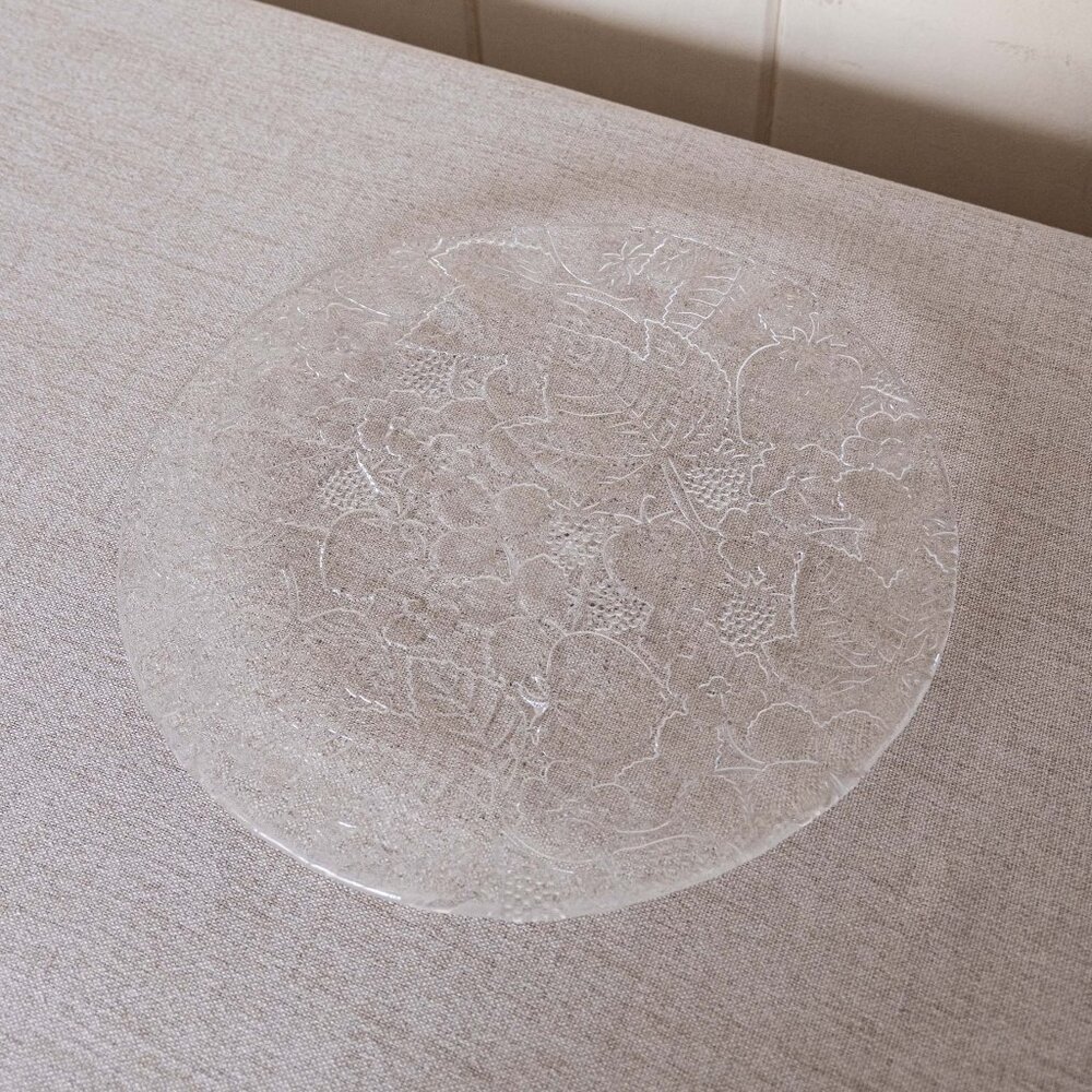 Vintage LE Smith Large Clear Glass Strawberry Platter Plate Spring Home Decor